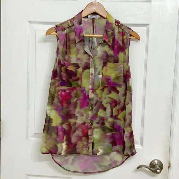 JLo High Low Multicolored Blouse - Picture 1 of 9